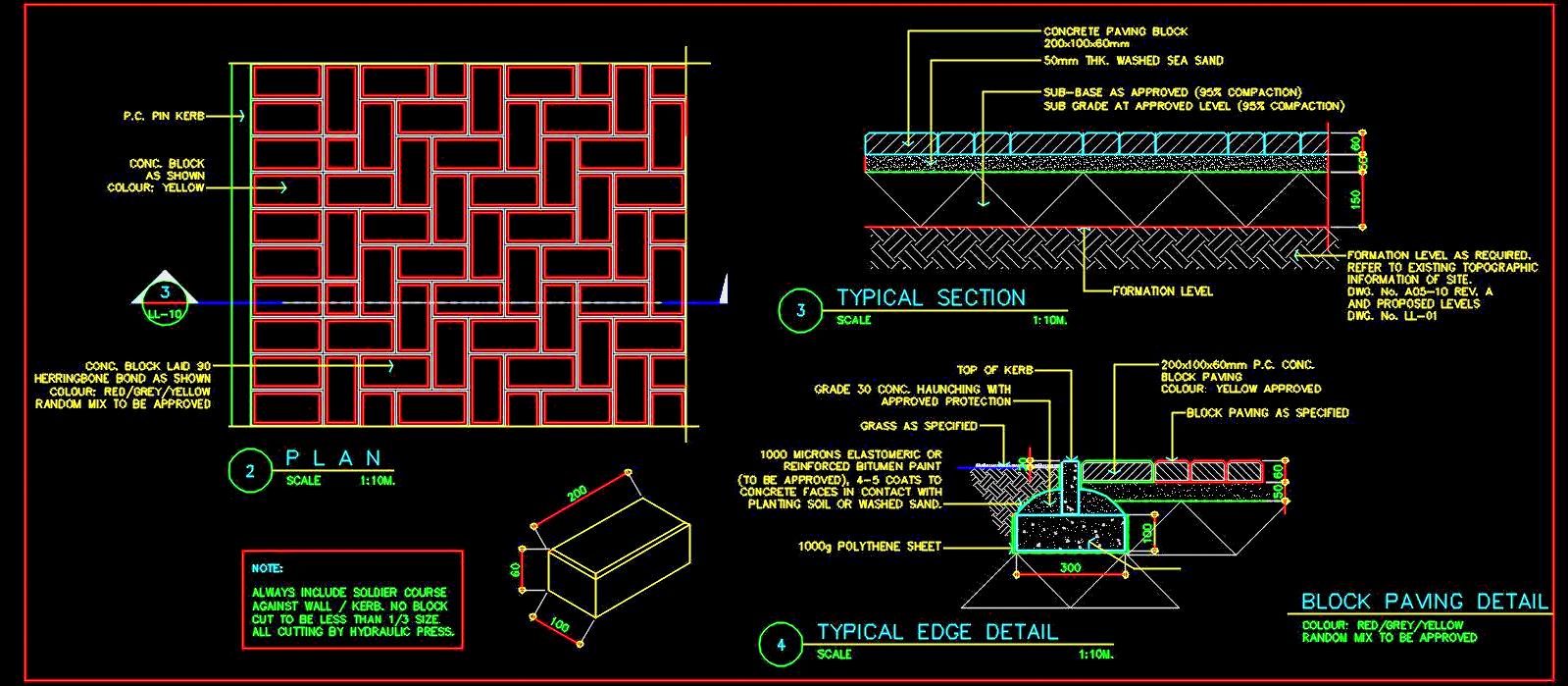 Concrete Pavement Floor Plan and Sectional Details in CAD